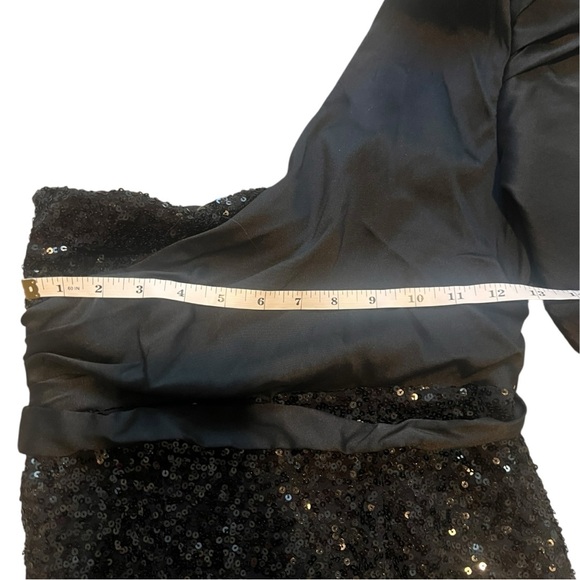 Badgley Mischka Black One-Shoulder Sequin Dress NWT Size 4 - Picture 8 of 16